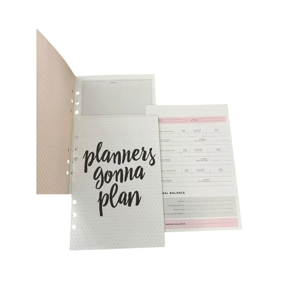 Recollections Budget Planner Inserts With Pink Cover & Gold Accents 40 Sheets 6-